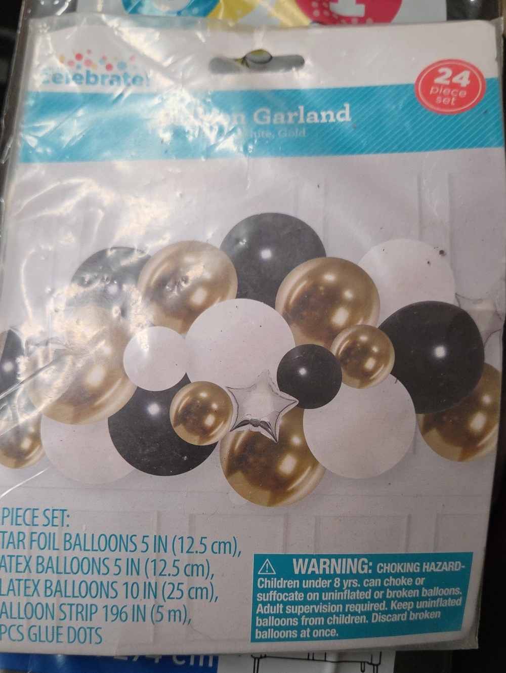 Gold, Black & White Balloon Garland - 24 Piece Party Kit